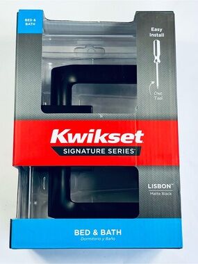 Kwikset Signature Series Lisbon Matte Black Bed & Bath Door Locking Handle